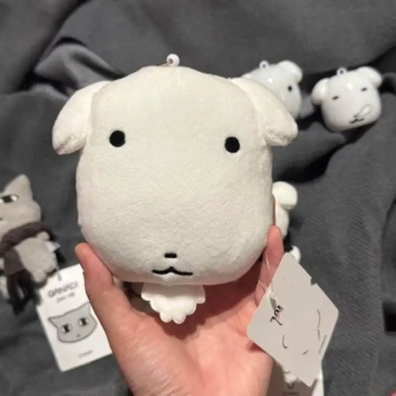 Big-Headed White Dog Plush Toy Keychain Kawaii Dog Stuffed Doll Fashion Backpack Pendant Gift