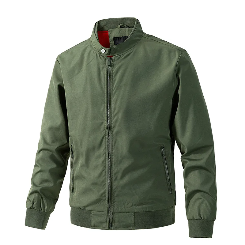 

2025 Men New Spring Autumn Jackets Coats Stand Collar Full Sleeve Coat Zipper Casual Loose Regular Jacket Splice Outerwear