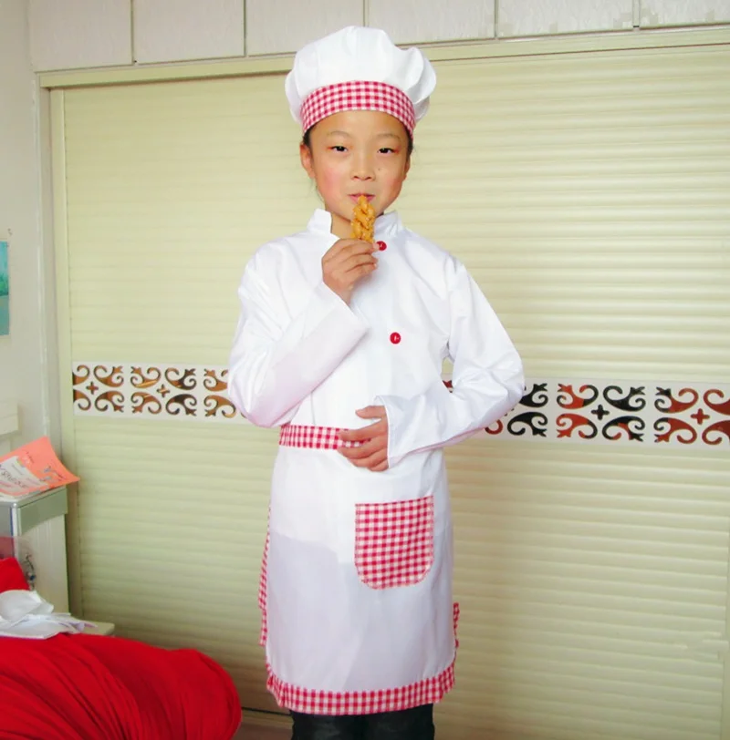 Children Professional Chef Cosplay White uniform Costume Halloween Carnival Party for Kid kitchen