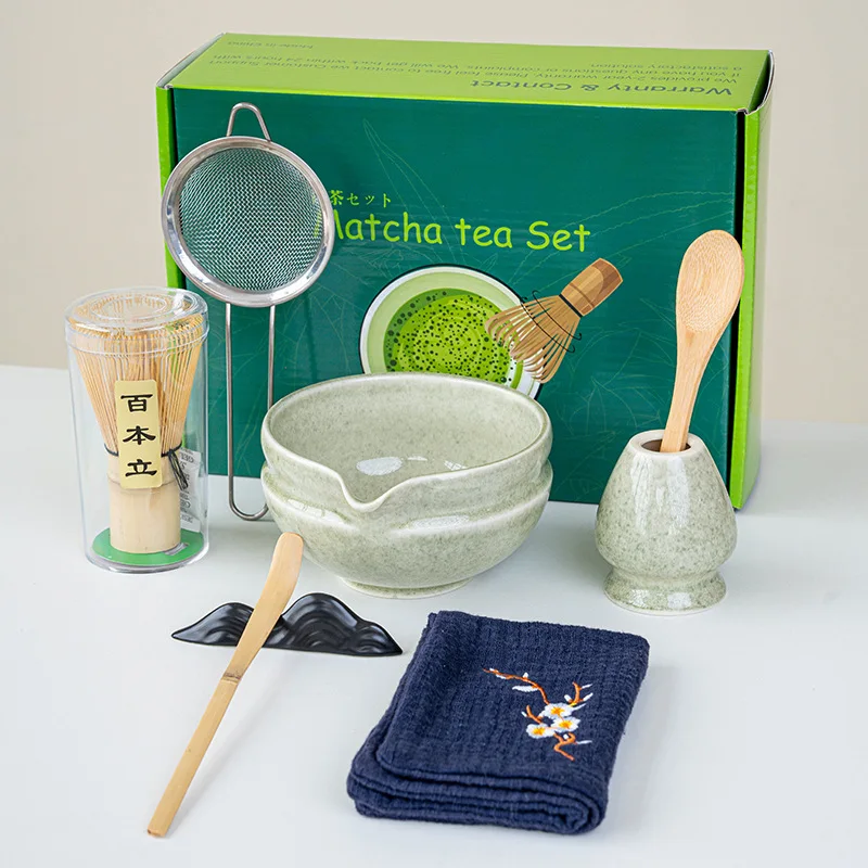

4-8PCS/SET Japanese Matcha Set Handmade Home Easy Clean Notch bowl Bamboo Whisk Teaspoon Tea Sets Tea Making Tools Accessories