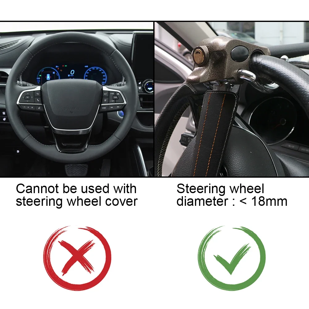 Car Steering Wheel Anti-Theft Lock Protection T-Locks Automobile Steering Lock Foldable Security Car Locks Car Accessories