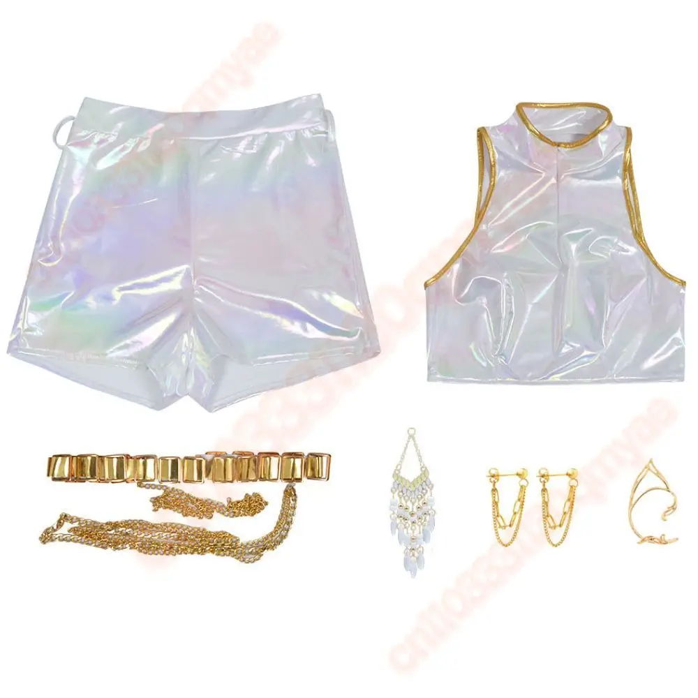 성인 어린이 Kpop 악마 헌터 루미 코스프레 의상 탑 반바지 여성용 역할 놀이 의상 할로윈 카니발 변장 슈트