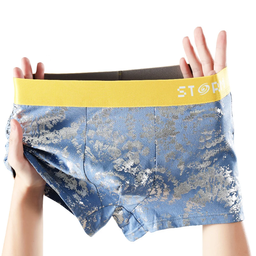 الرجال القطن لامعة ملابس داخلية منقوشة سراويل بوكسر لينة تنفس جذوع ملابس خاصة مثير مطبوعة السروال مثير تنفس السراويل