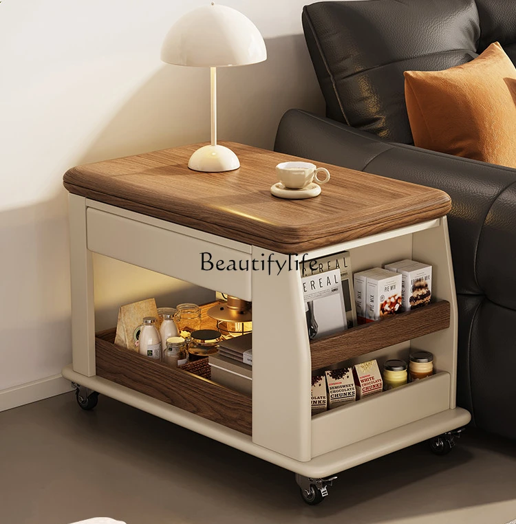 Medieval style movable coffee table multi-functional trolley solid wood coffee table folding table