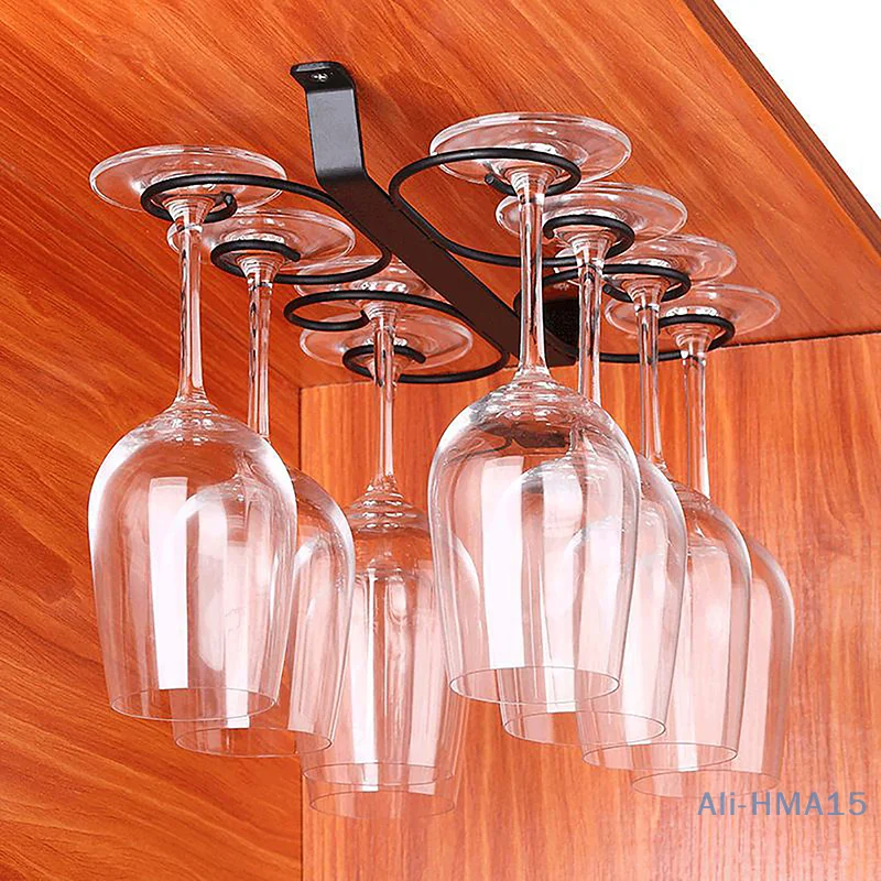 4/8/12 Cups Metal Wine Glass Rack Holder Stemware Hanging Under Cabinet Stemware Holder Storage Bar Kitchen Glass Wine Cup Shelf