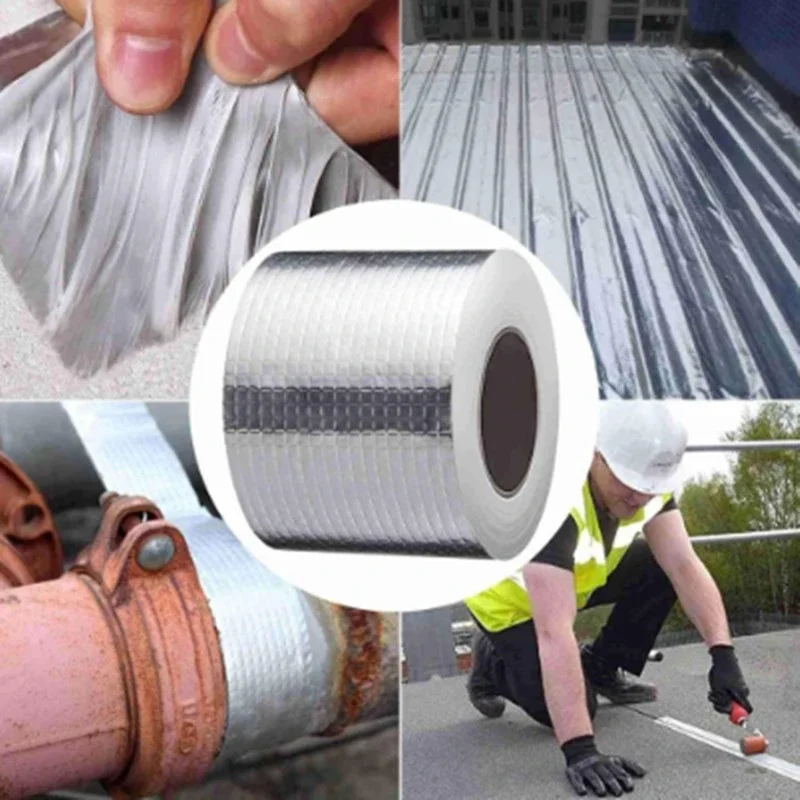 Strong Anti Leakage Waterproof Tape 10M Aluminum Foil Patch Tape Crack Adhesive Repair Seal Sealant Butyl Sealing Tape Stop Leak