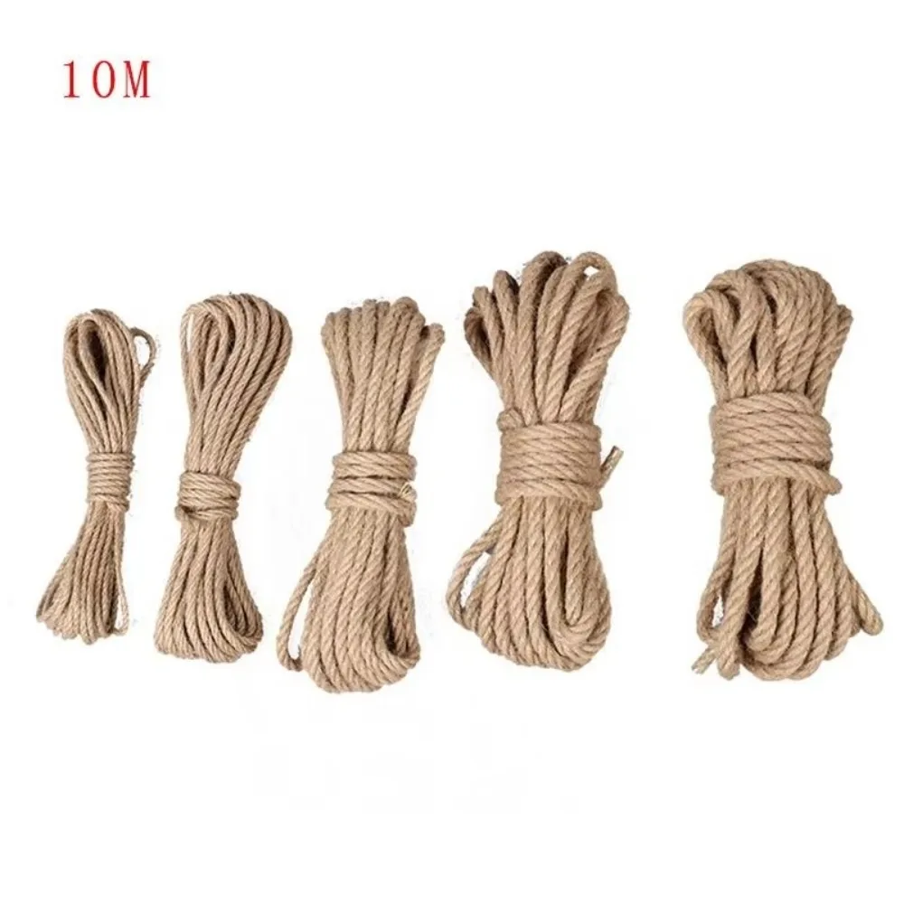Useful 4mm-12mm Natural Jute Rope 10M Solid Durable Twisted Cord DIY Craft Twine Rope Pet Scratching