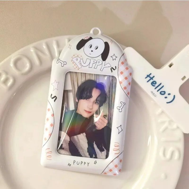 Cute Cartoon Puppy Card Holder Photo Card Protector Pendant Keychain Card Case Card Clip - view 5