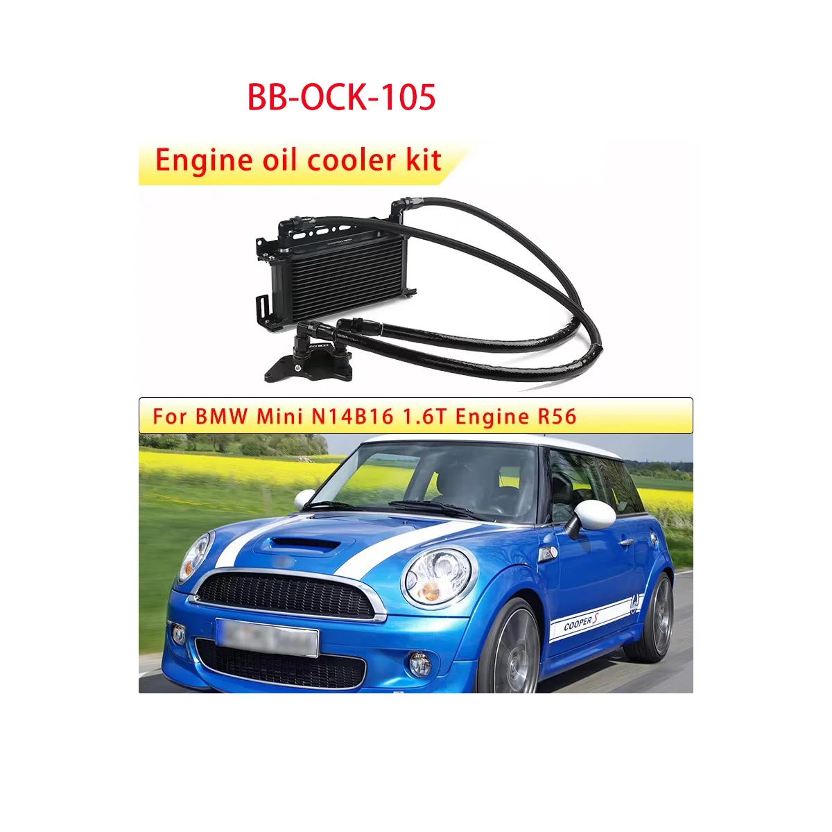 

Battle Bee Engine Oil Cooler Kit For MINI R56 N14B16 1.6T Series Oil Filter Sandwich Adapter Radiator BB-OCK-105
