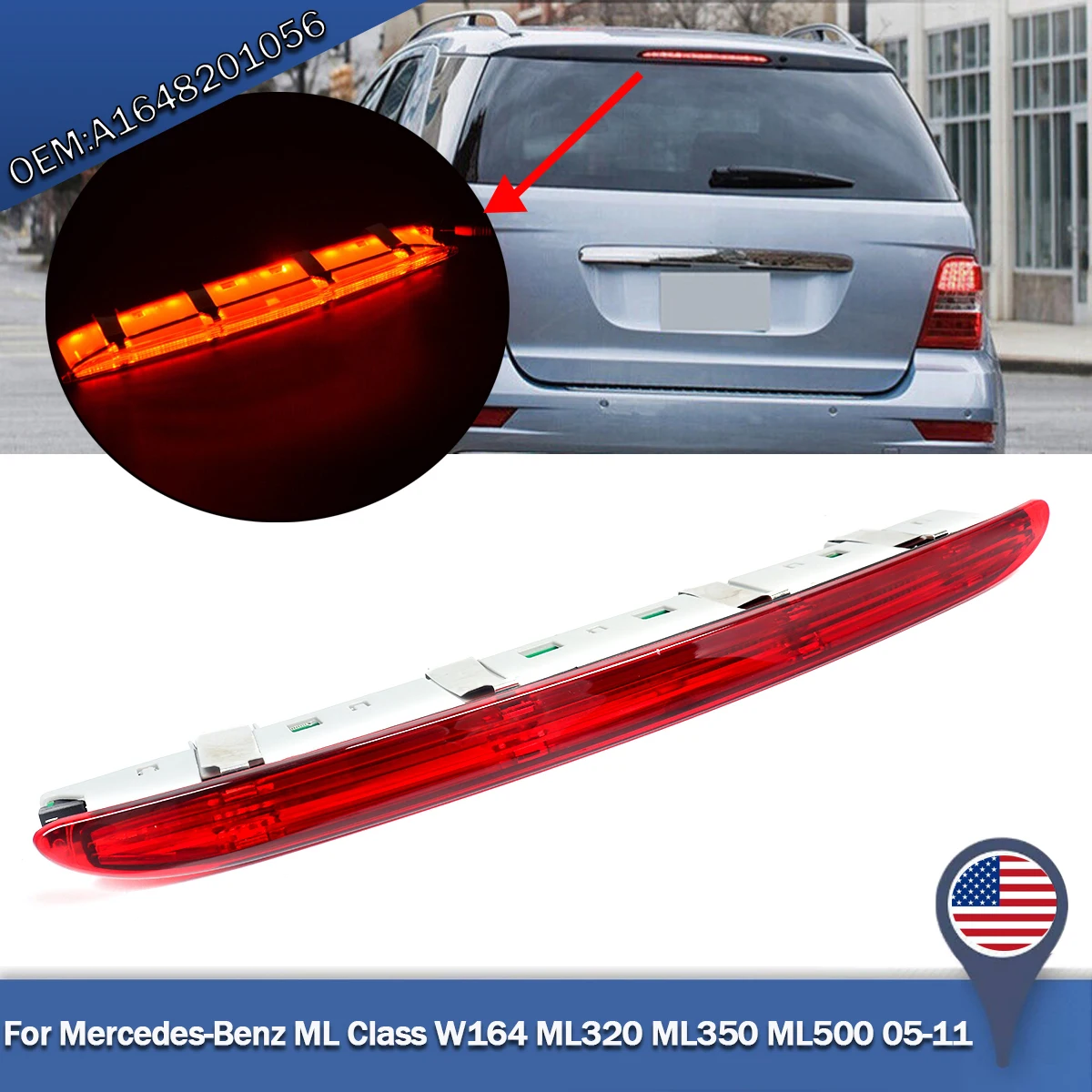 For Mercedes Benz M Class W164 Third 3rd High Brake Light ML320 ML350 ML500 2005 2006 2007 2008 2009 2010 2011 Signal Lamp