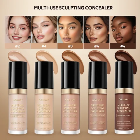 Foundation Coverage Concealer Multi-Use Cream Oil Free Long Lasting Hydrating Cover Contour Highlight and Retouch Face Makeup