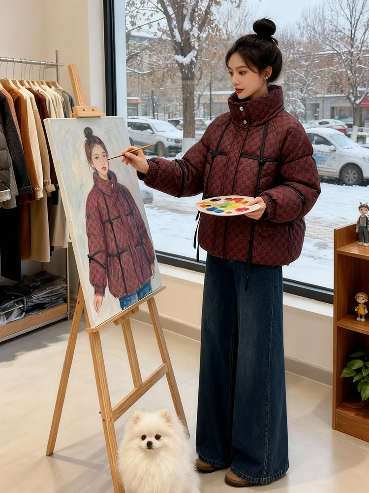 เสื้อโค้ทผู้หญิงแบบมีซับในบุผ้านวม ผ้าฝ้ายพัฟเฟอร์ สำหรับฤดูหนาว บุขนด้านใน คุณภาพสูง สไตล์เกาหลี ทรงหลวม เหมาะสำหรับใส่ไปทำงาน