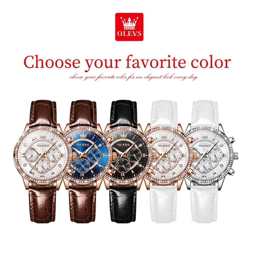 OLEVS 2915 ساعة نسائية رائعة أنيقة فاخرة حزام ساعة كوارتز مقياس مقاوم للماء مضيئة تاريخ السيدات ساعة الهدايا الأصلية #6