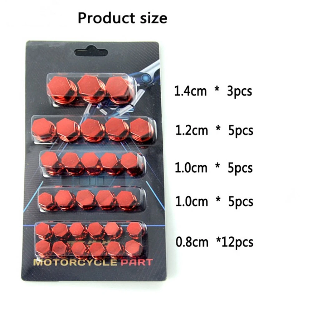 30pcs Motorcycle Modification Screw Cap Decoration for Motor Scooters Electric Car Colored Nut Cover Accessories 1.4/1.2/1/0.8CM