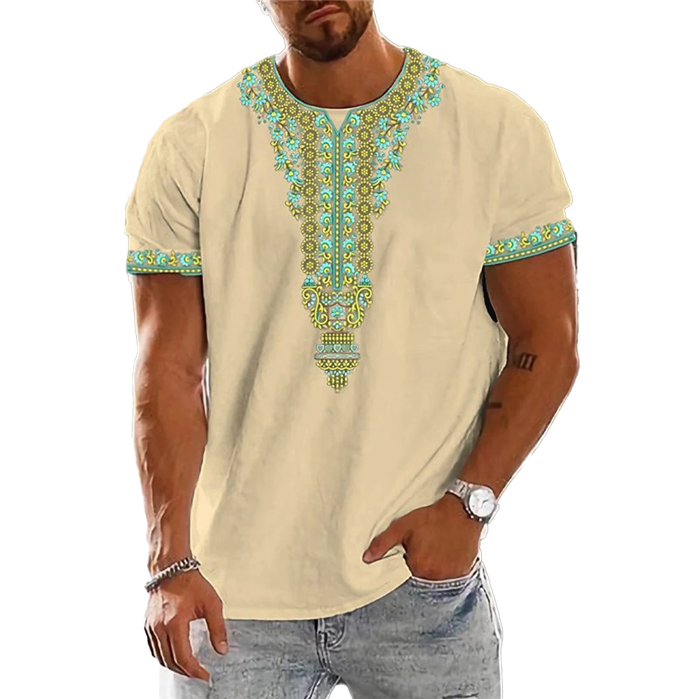 

Fashion Men Top 3D Print Activewear Blouse Casual Pullover Regular Round Neck Tee Top Undershirt Vintage Ethnic