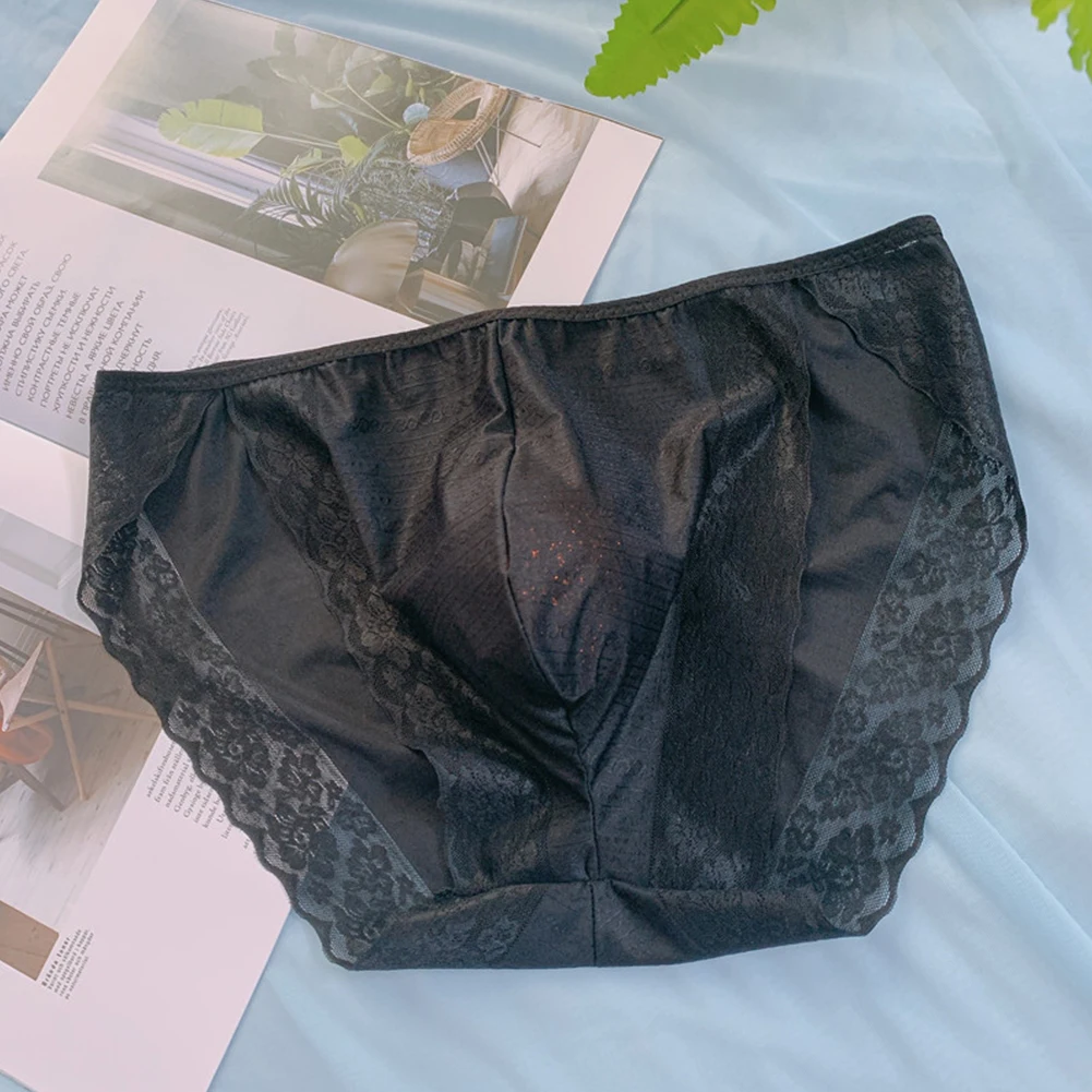 

Sexy Mesh Briefs Breathable Underwear Male Bulge Pouch Underpants Sissy Soft Panties See Through Knickers Lace Side Lingerie