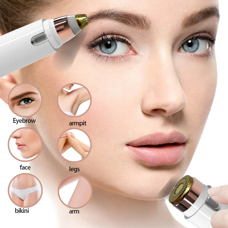 2-in-1 مزدوج الرأس المرأة ماكينة حلاقة أداة قص الحواجب الكهربائية الحاجب التشذيب سكين الحاجب التشذيب القلم