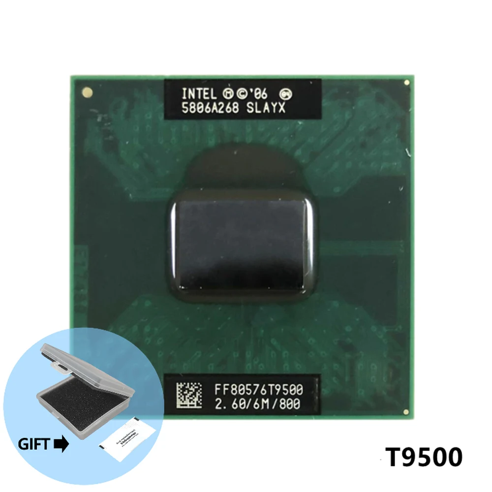 Procesador Intel Core 2 Duo T9500 SLAQH SLAYX 2,6 GHz, CPU de doble núcleo, doble hilo, 6M, 35W, PGA478