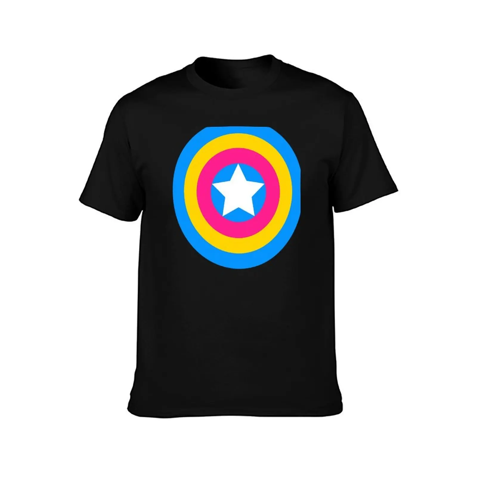 Pansexual Pride Shield T-Shirt, Summer Casual Cotton Tee, Oversized Streetwear Tops, Vintage Graphic Print, Unisex Men Women