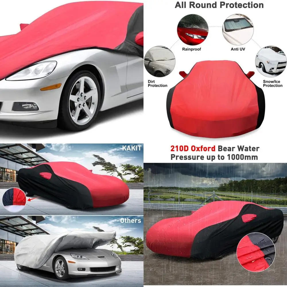 

Custom UV-Protected Car Cover for 2005-2013 C6 Corvette Stingray, Red & Black, Suitable for Indoor and Outdoor