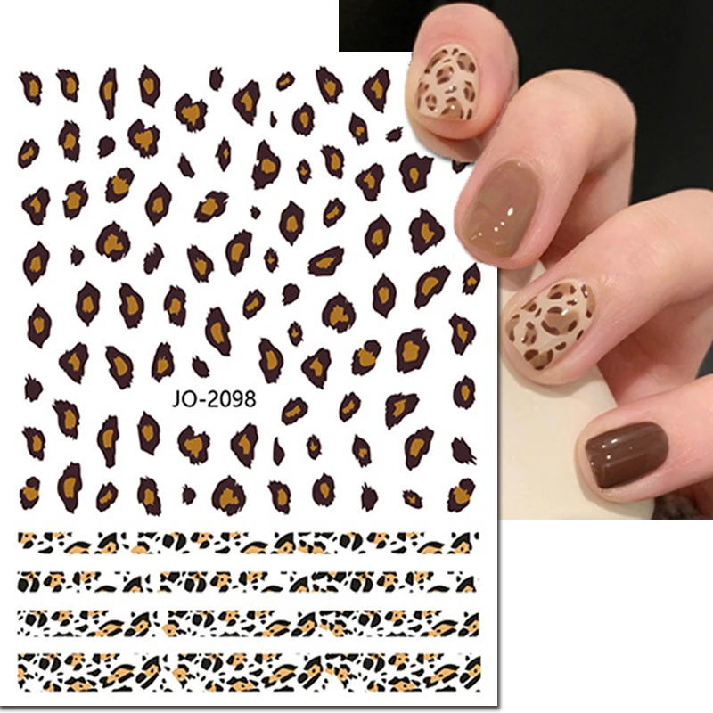 Nail Art 3d Decals Pink Blue Brown Colors Leopards Foots Prints Adhesive Sliders Nail Stickers Decoration For Manicure