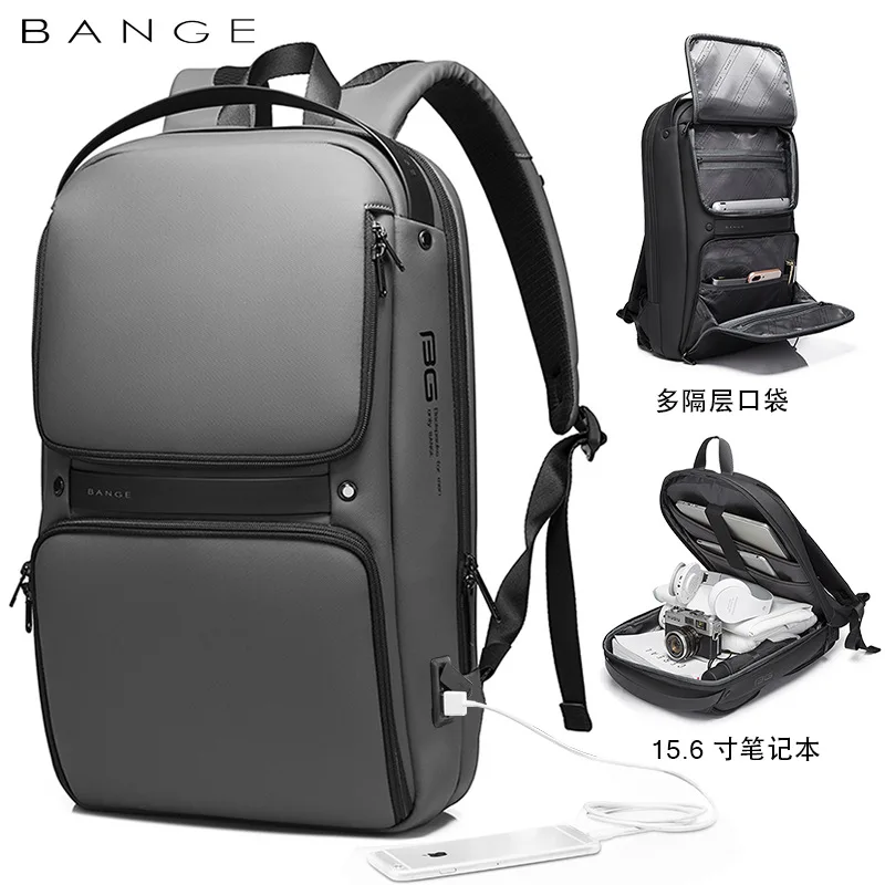 BANGE Original Unique Design Multi-Layer Space Business Backpacks Men Teenage USB External Charge 15.6 Laptop Traval Backpack