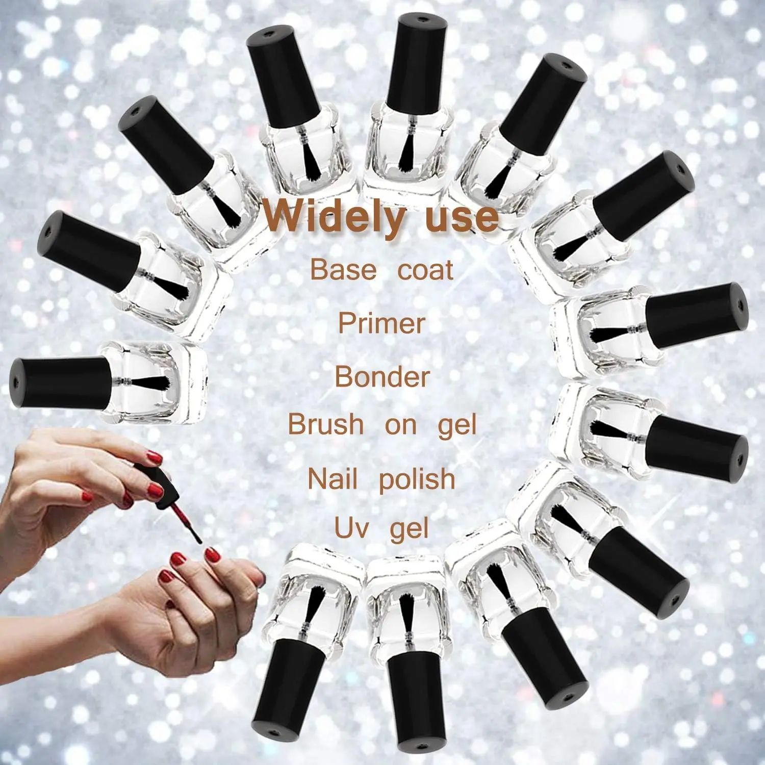 20PCS Empty Nail Polish Bottle 5ml Refillable Clear Glass Bottles Vials Container with Soft Brush Cap Funnels Set for Women/Girl