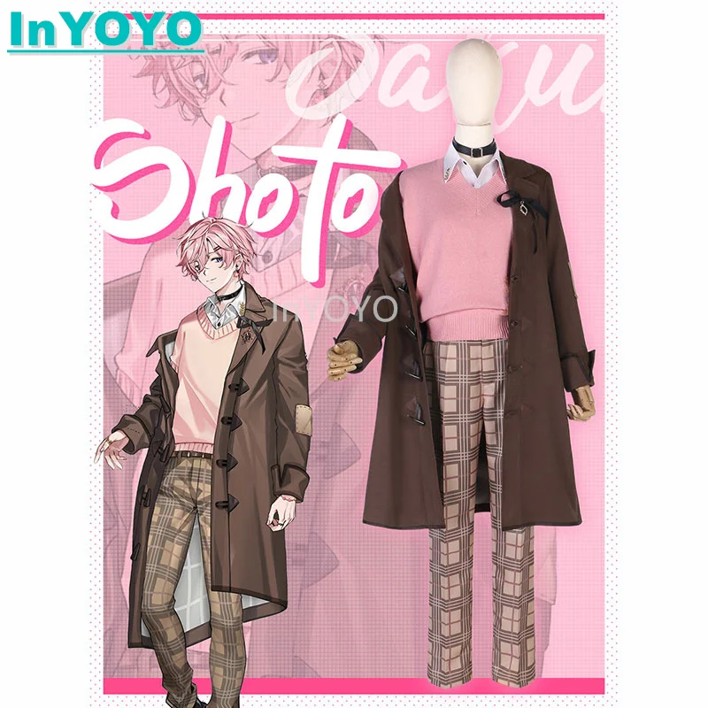 

InYOYO VTuber Shoto Cosplay Costume Shxtou Handsome Uniform Long Coat+Sweater+Shirt+Pants Role Play Halloween Outfit Men Women