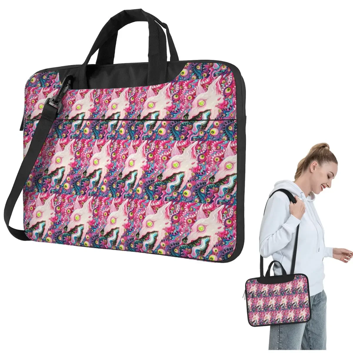 Glitterwolf Acrylic Painting Crossbody Laptop Bag Case Computer Bag 13 14 15.6 Inch Notebook Pouch for Macbook Pro