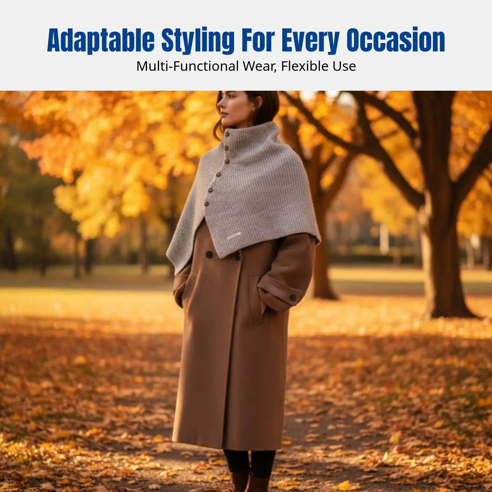 Soft Wool Shawl Women Winter Cape Scarf Wrap Buttoned Split Knit Cover Layer for Home Work