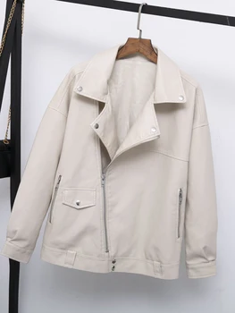 Fitaylor Herfst Vrouwen Faux Leather Jacket Casual Losse Zachte Pu Motorfiets Punk Leren Jas Vrouwelijke Rits Klinknagel Bovenkleding