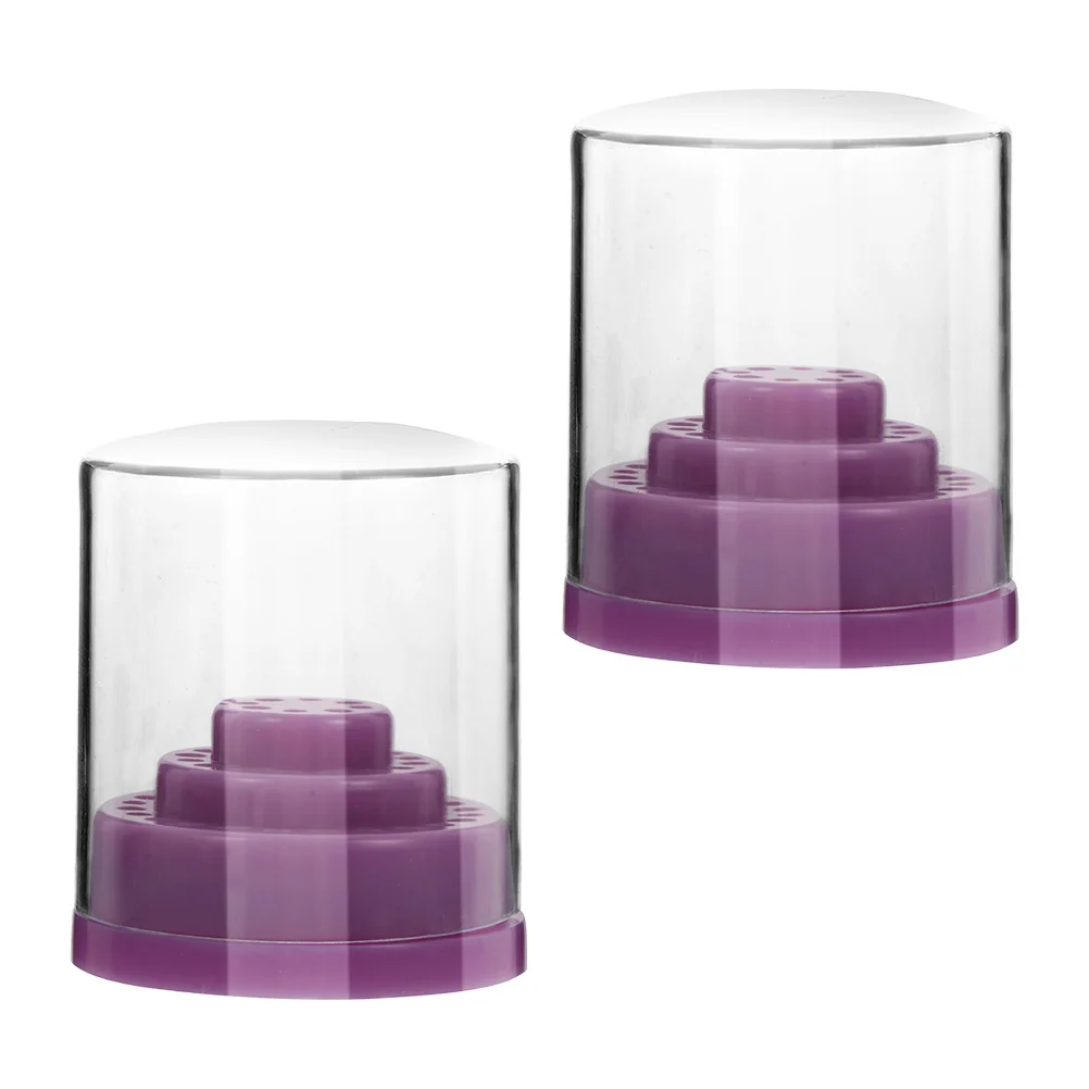 2 個ネイルドリルビット収納ボックスプレミアム PP 素材滑らかな表面マニキュアアクセサリーオーガナイザーデスクトップドリルホルダー用