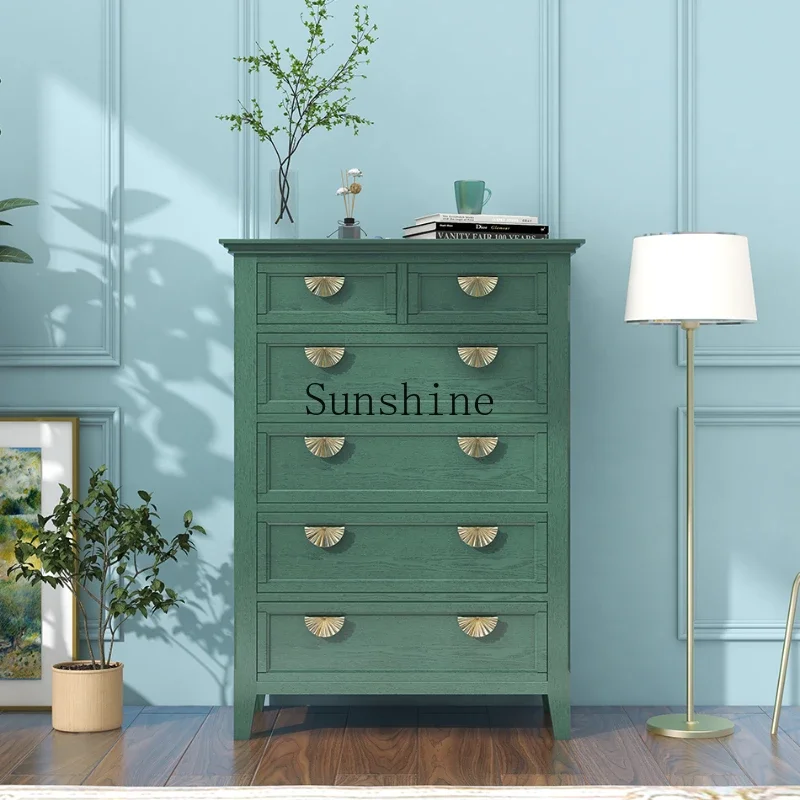 

Dark green chest of drawers, simple modern bedroom against the wall, entrance cabinet, bedside storage cabinet