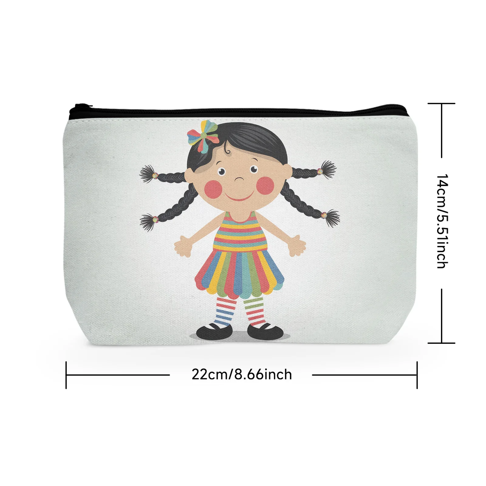 1Pc Charming Mexican Doll Cartoon Cosmetic Pouch Versatile Travel Makeup Bag With Zipper Ideal For Stationery And Gifts