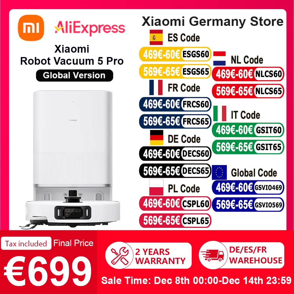 Version mondiale Xiaomi Robot Vacuum 5 Pro (X20 + mise à niveau) AI trois appareils d'identification 200 types de reconnaissance d'obstacles Raise et abaisser LDS et nettoyer en profondeur, vidéo HD, appels unidirectionnels, aspiration Xiaomi la plus forte 20000Pa, contrôle vocal/APP Version mondiale Xiaomi Robot Vacuum 5 Pro (X20 + mise à niveau) AI trois appareils d'identification 200 types de reconnaissance d'obstacles Raise et abaisser LDS et nettoyer en profondeur, vidéo HD, appels unidirectionnels, aspiration Xiaomi la plus forte 20000Pa, contrôle vocal/APP