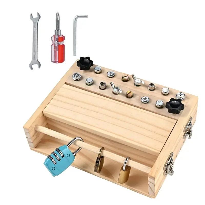 

AT82-деревянная доска для 3-летних мальчиков, доска для подарка для детей 3, 4, 5 лет, набор досок отверток включает замок и ключ