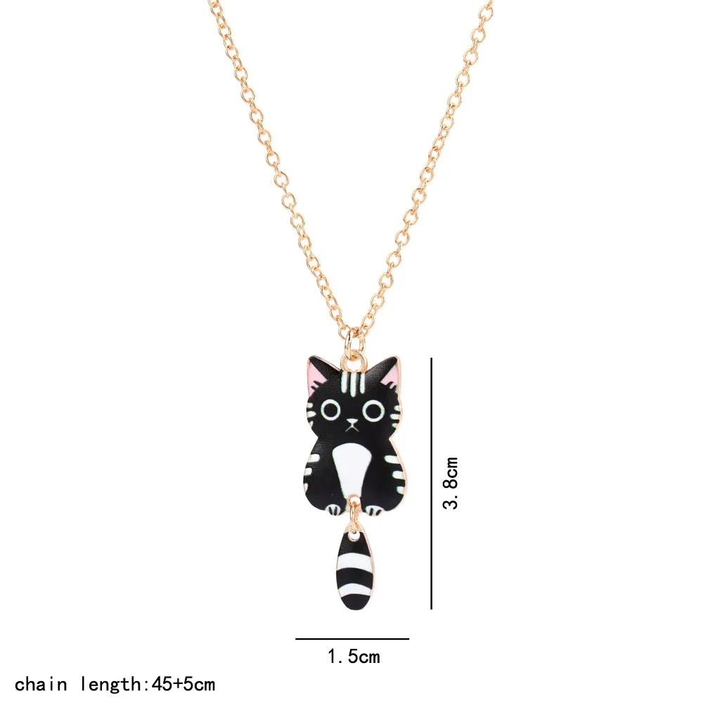 Elviragirl 1Set Cartoon Cat Charm Necklace for Women Personality Fashion Necklace Children Jewelry Birthday Gifts image 6