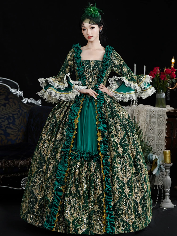 

Green Luxury Gown Marie Antoinette Ball Gown Adult Victorian Party Dress for women