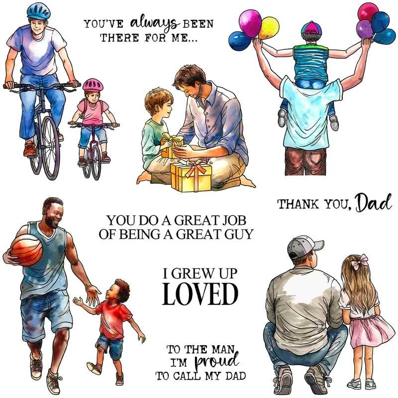 

Loved Dad Kids Cutting Dies Clear Stamp Father's Day DIY Scrapbooking Metal Dies Silicone Stamps For Cards Albums