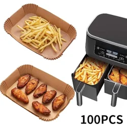 Rectangular air fryer with special paper, food grade thickened baking oven, heat-resistant silicone oil paper tray E9195