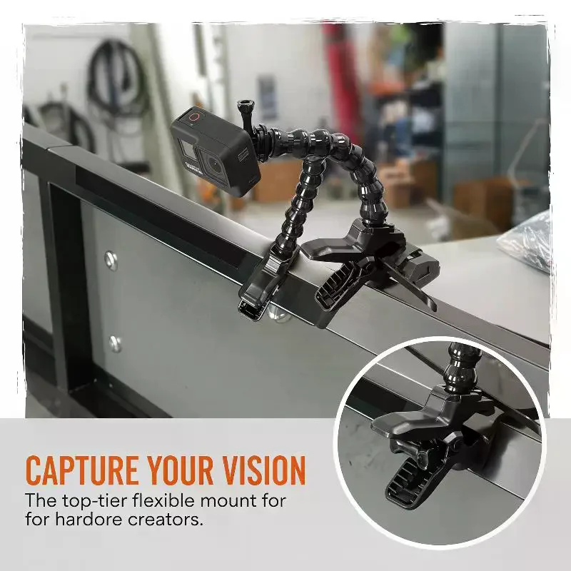 Adjustable Clamp Mount With 360 Degree Flexible Arm And Anti Slip Grip Perfect For Vlogging Outdoor Action Video Shooting