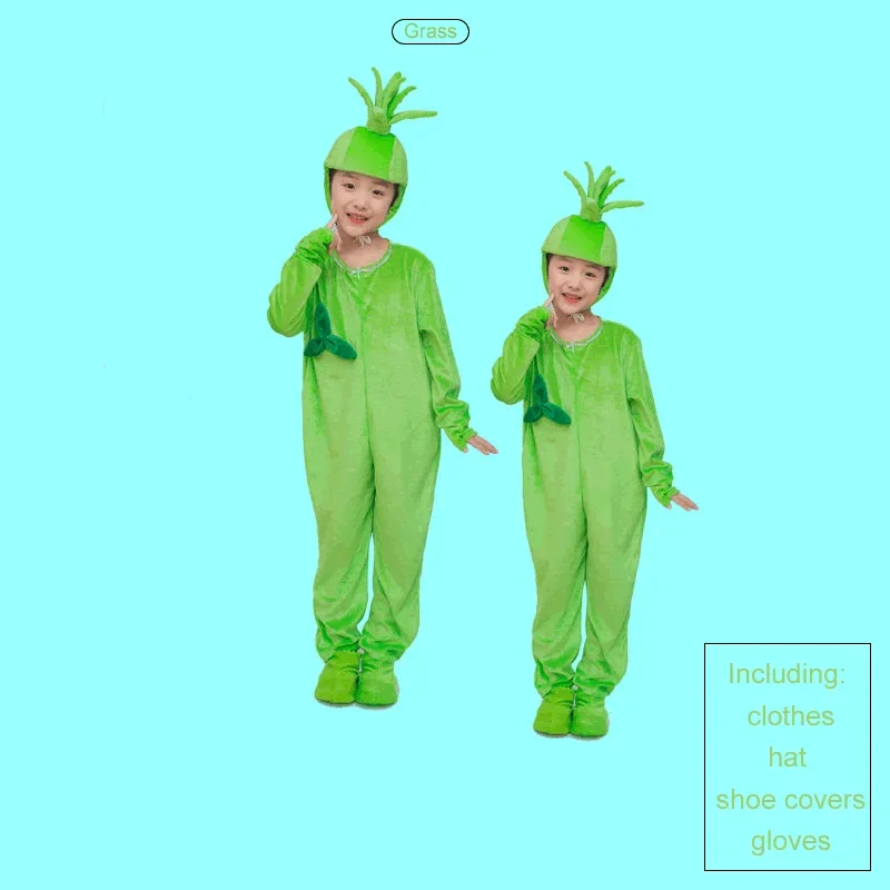 子供のための大きな木の衣装,植物のパーティーのコスプレ,お祭りのパフォーマンス,穀物の苗のジャンプスーツ,子供のためのロールプレイングウェア,ダンス