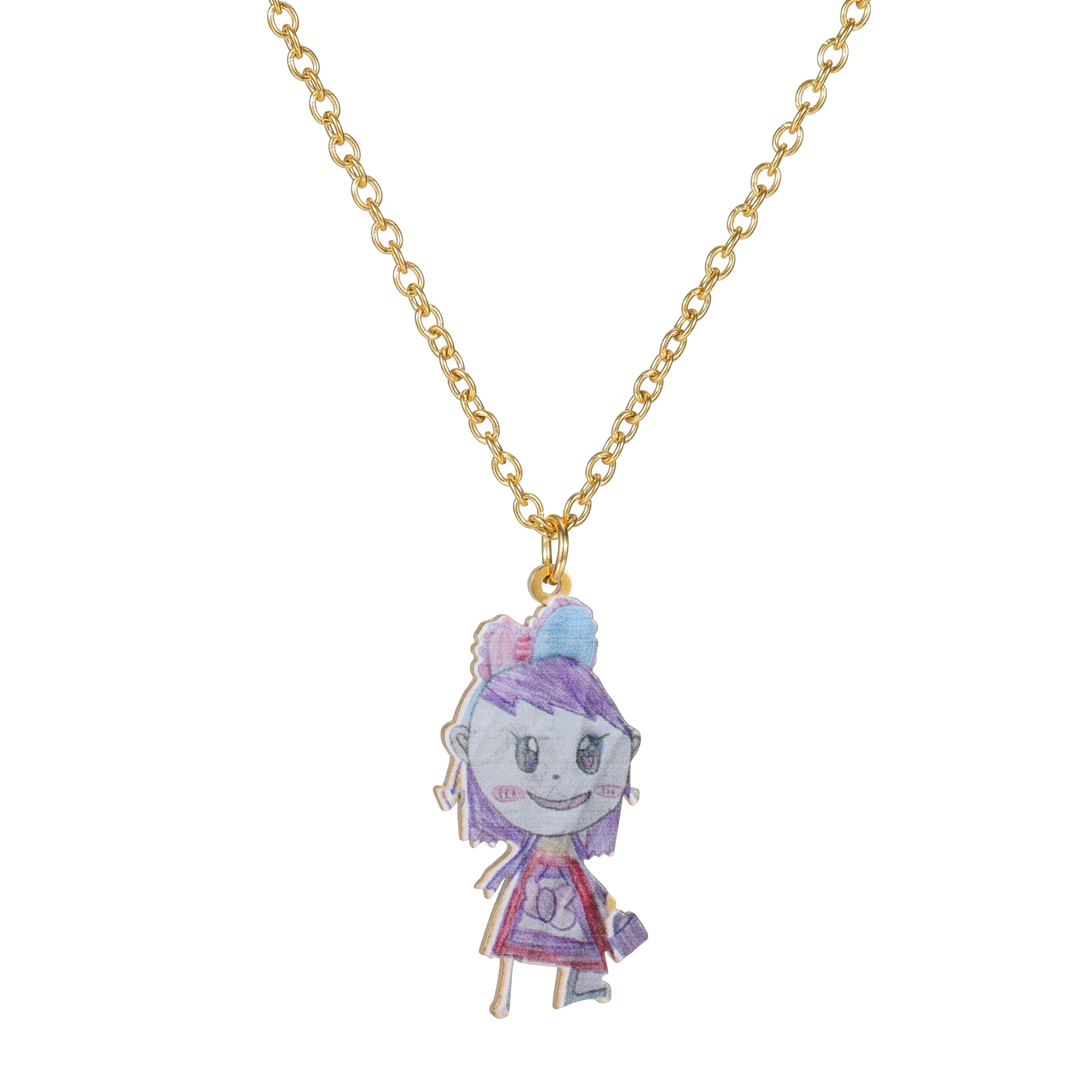 Customized Children's Drawing Necklace Personalized Colorful Kid's Art Necklace Stainless Steel Women Kids Family Jewelry Gift view 5
