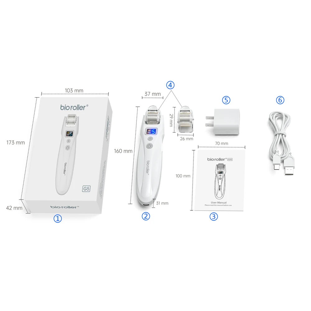 Bio Roller G5 EMS Microneedle Derma Roller do pielęgnacji włosów i skóry