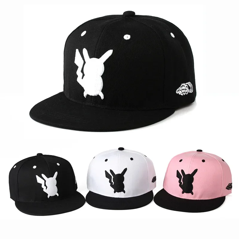 Anime Cartoon Pokemon Pikachu Adult Baseball Caps Cotton Adjustable Men Women Outdoor Sport Sunshade Hats Flat Brim Hip Hop Hat