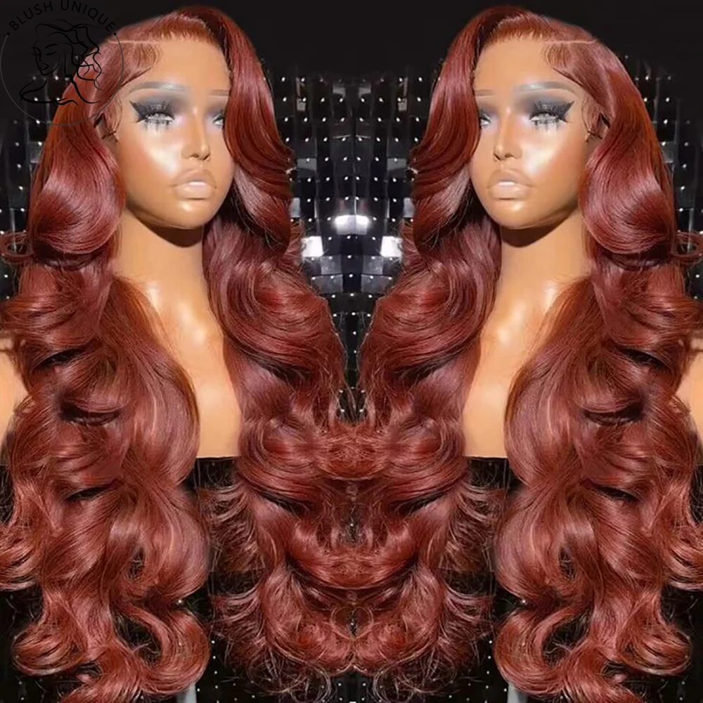 Reddish Brown Body Wave Lace Front Wigs 13x4 Auburn Brown Lace Front Wig Pre Plucked with Baby Hair for Women Synthetic Lace Wig