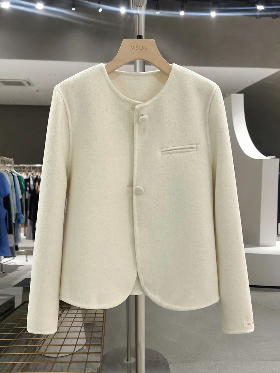 

Sle Woolen Coat Women's Double-Faced Woolen Jaet Autumn Winter Korean Version Youthful Reduction Faionable Butt...