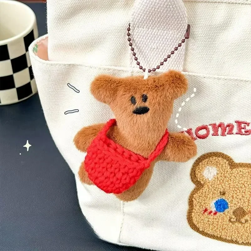 Cute Plush Pendant Soft Stuffed Puppy Keychain Cartoon Animal Toy Accessory Funny Purse Gift for Friends Pet Fans Backpack Decor
