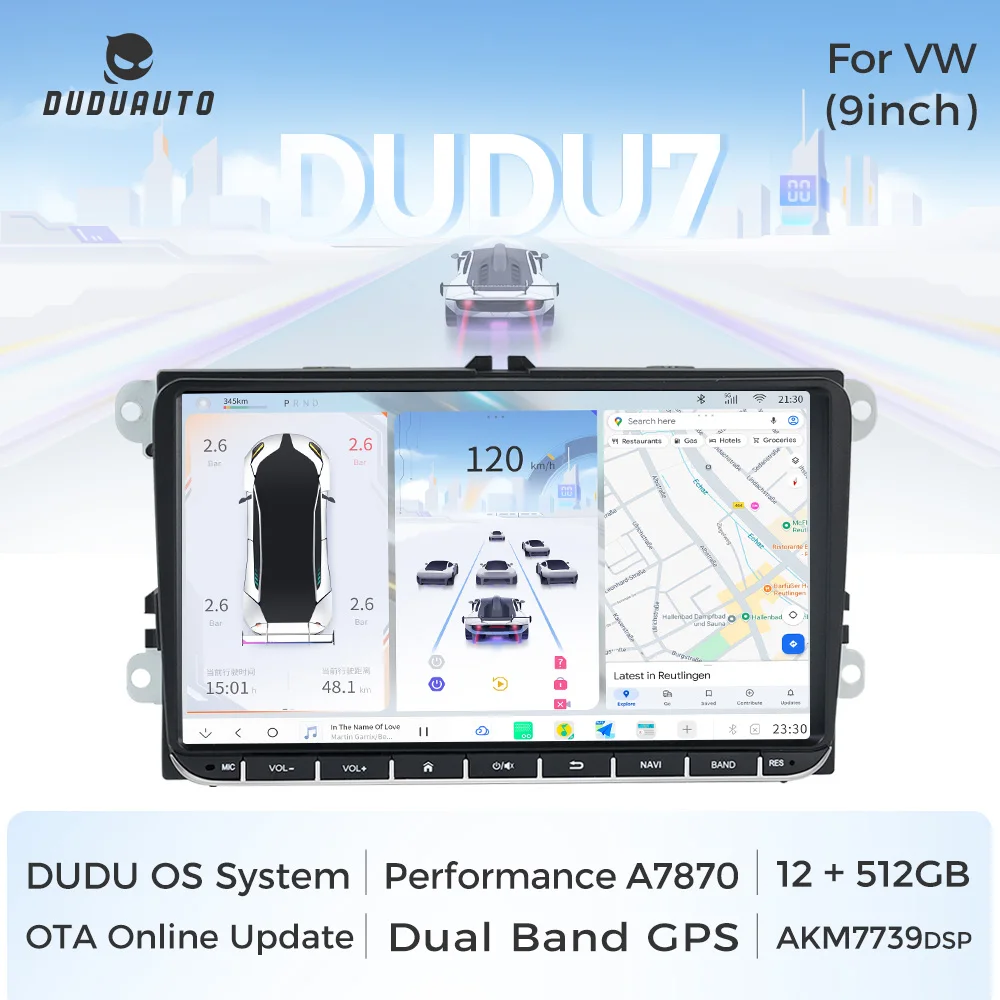 DUDUAUTO DUDU7 Android 13 Autoradio A7870 Per Universale VW Volkswagen Passat B6 B7 Golf 5 6 Polo/Skoda Jetta Lettore Multimediale