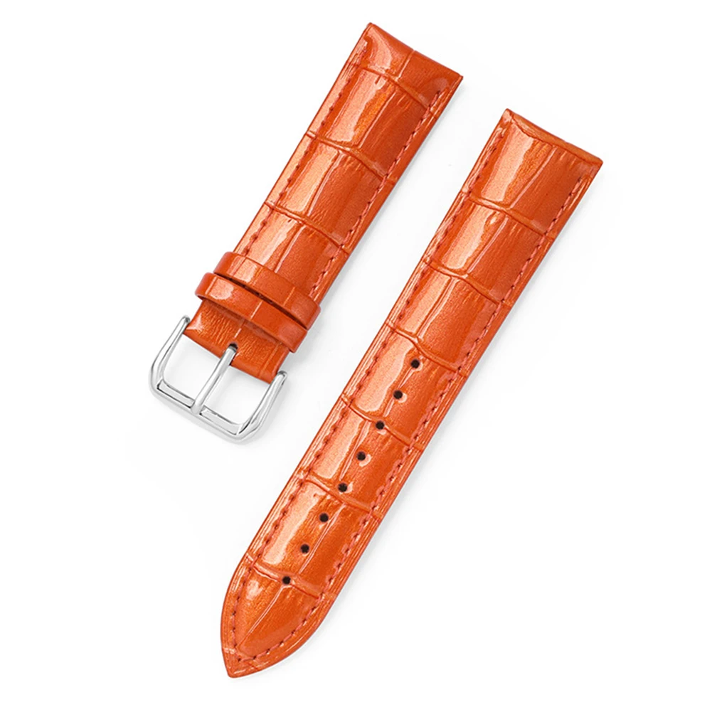 Pulseira de relógio de couro genuíno para homens e mulheres, pulseiras multicoloridas, padrão slub, 20mm, largura 22mm, pulseira de relógio